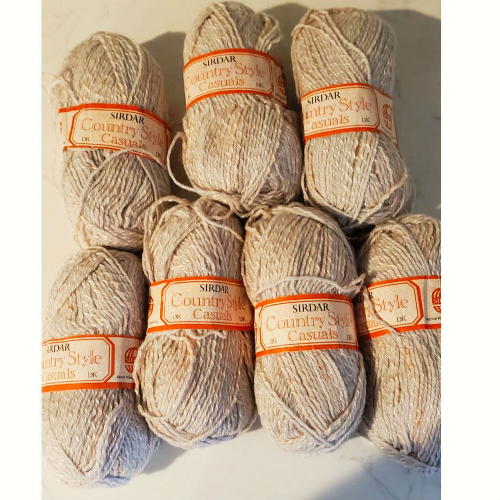 Sirdar Country Style Casuals Yarn -7 Skeins 4mm Gray/Pink NWT
